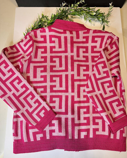 Suéter tejido estampado geométrico Rosa